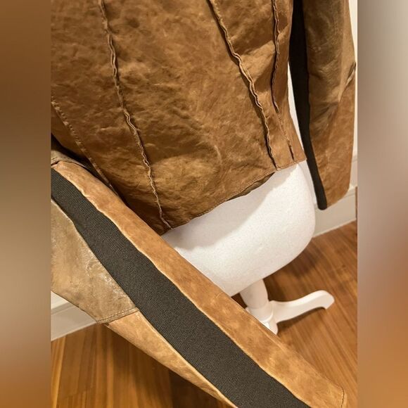 Helmut Lang tan distressed vintage leather blazer size small - Picture 8 of 13